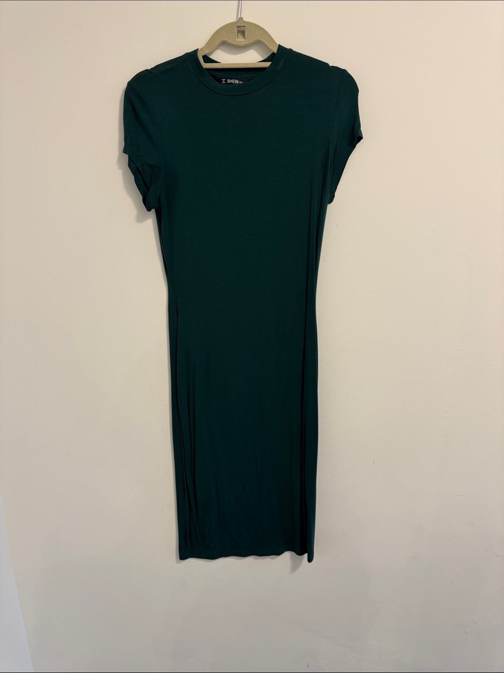 SHEIN Dark Green Short Sleeve Bodycon Midi Dress